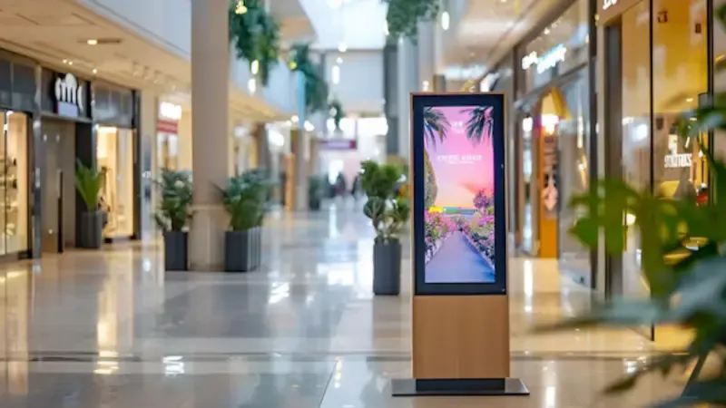 A digital window display in the front of a store