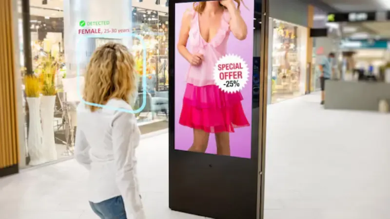 The setup of a digital signage in a retail store