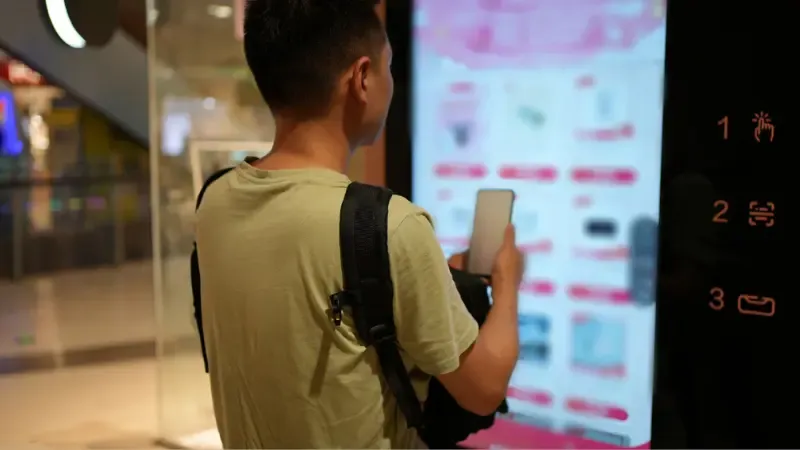 A consumer using a kiosk application