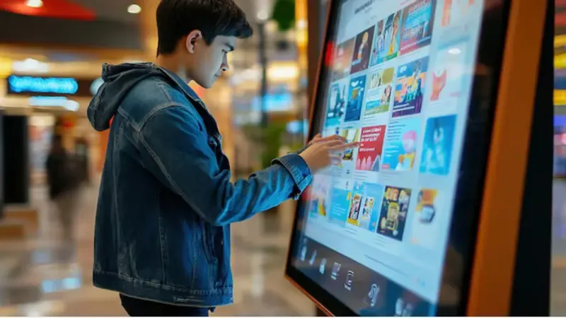 A customer using a digital monitor