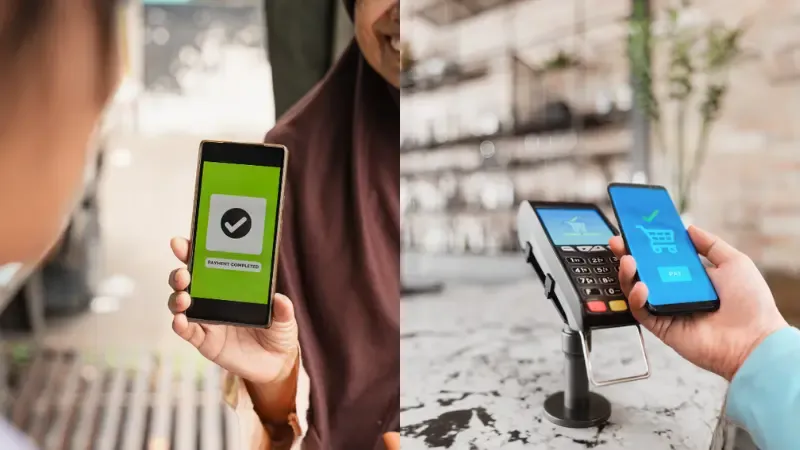 Customers conveniently paying with NFC