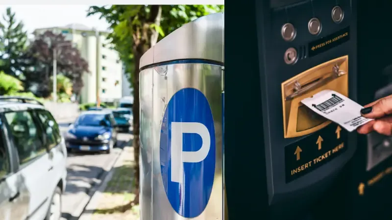 Parking kiosk placed at parking spots