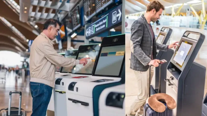 Self-check-in kiosk at airport