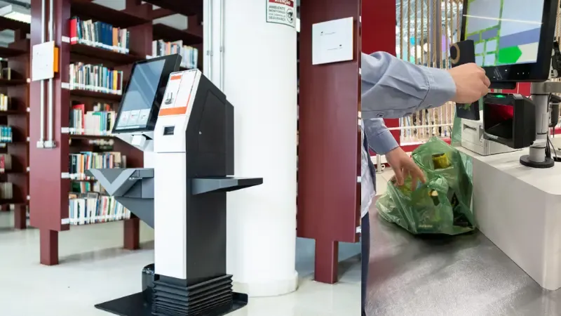 Self-checkout machines placed in shops