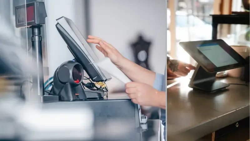 Two different types of POS hardware placed in stores