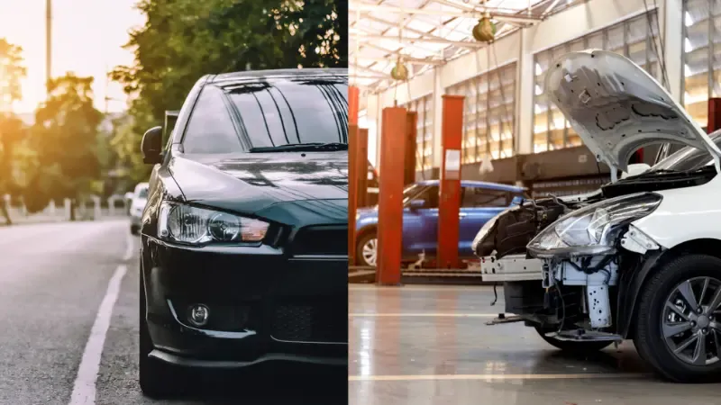 Vehicles parked in streets and garages