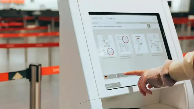 an interactive kiosk at a bank