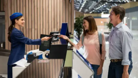 Airport self-service kiosks