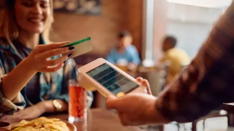 Card payment at a restaurant