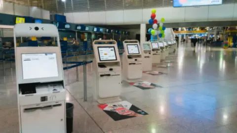 Different types of self-check-in kiosks for airports