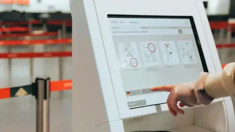 an interactive kiosk at a bank