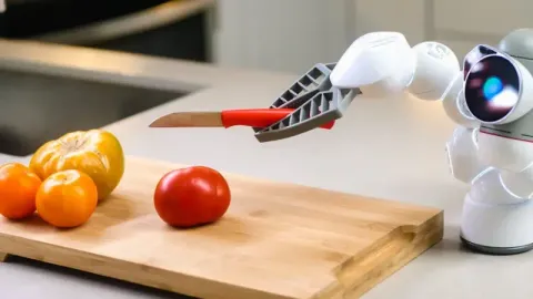 robot cutting a tomato