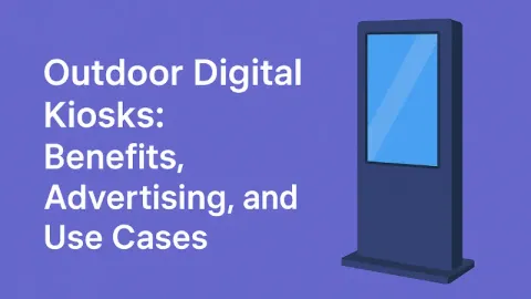 an outdoor digital kiosk graphic