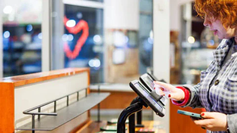 A customer using a Kiosk