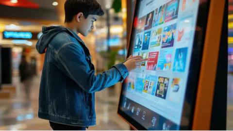 A customer using a digital monitor