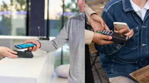 Customers paying through mobile wallets