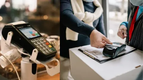 POS system used at retail checkout counter