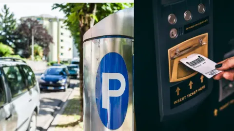Parking kiosk placed at parking spots