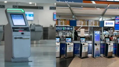 Self-service kiosk at airports