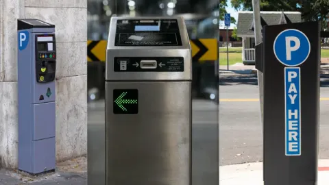 Three different types of parking machines
