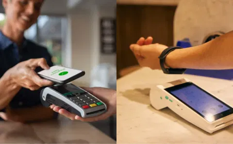 User using NFC tags on their smartwatch, swiftforce