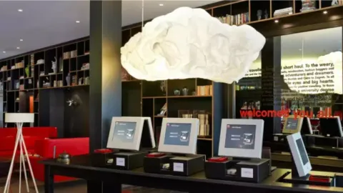 self-service kiosk in CitizenM London hotel